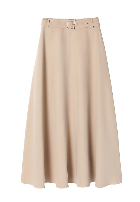 LADIES’ SKIRT WITH DECORATIVE BELT AND A BUCKLE - ORMI BEIGE 2