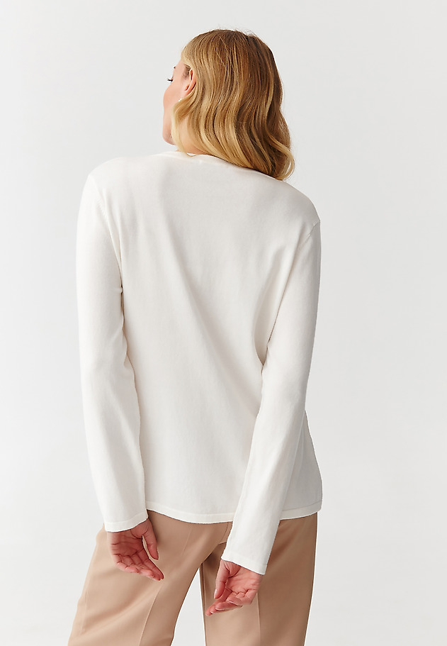 CLASSIC LADIES’ SWEARER WITH DECORATIVE STITCHING - NICOLETTA 1 CLASSIC LADIES’ SWEARER WITH DECORATIVE STITCHING - NICOLETTA 1 ECRU 3