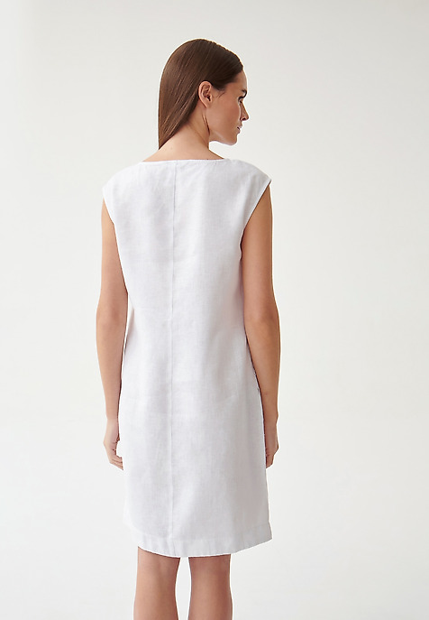 LADIES' LINEN DRESS WITH POCKETS SONATKO 1 WHITE 2