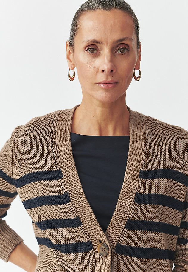 LADIES' CROSS-STRIPED LINEN CARDIGAN — ISABEL LADIES' CROSS-STRIPED LINEN CARDIGAN — ISABEL MULTIKOLOR 7