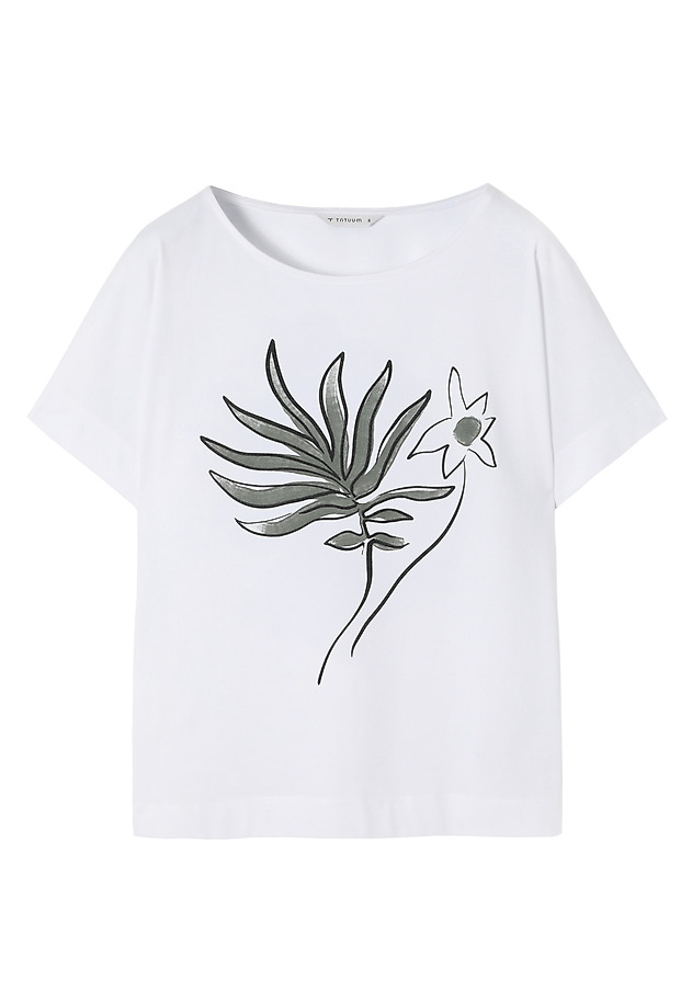 COTTON T-SHIRT WITH FLORAL PRINT - LALI COTTON T-SHIRT WITH FLORAL PRINT - LALI BIAŁY 7