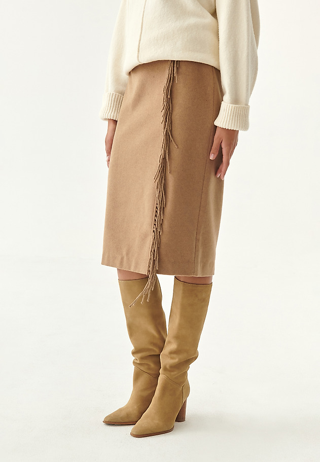 PENCIL SKIRT WITH FRINGE NALIN PENCIL SKIRT WITH FRINGE NALIN BEŻOWY 3