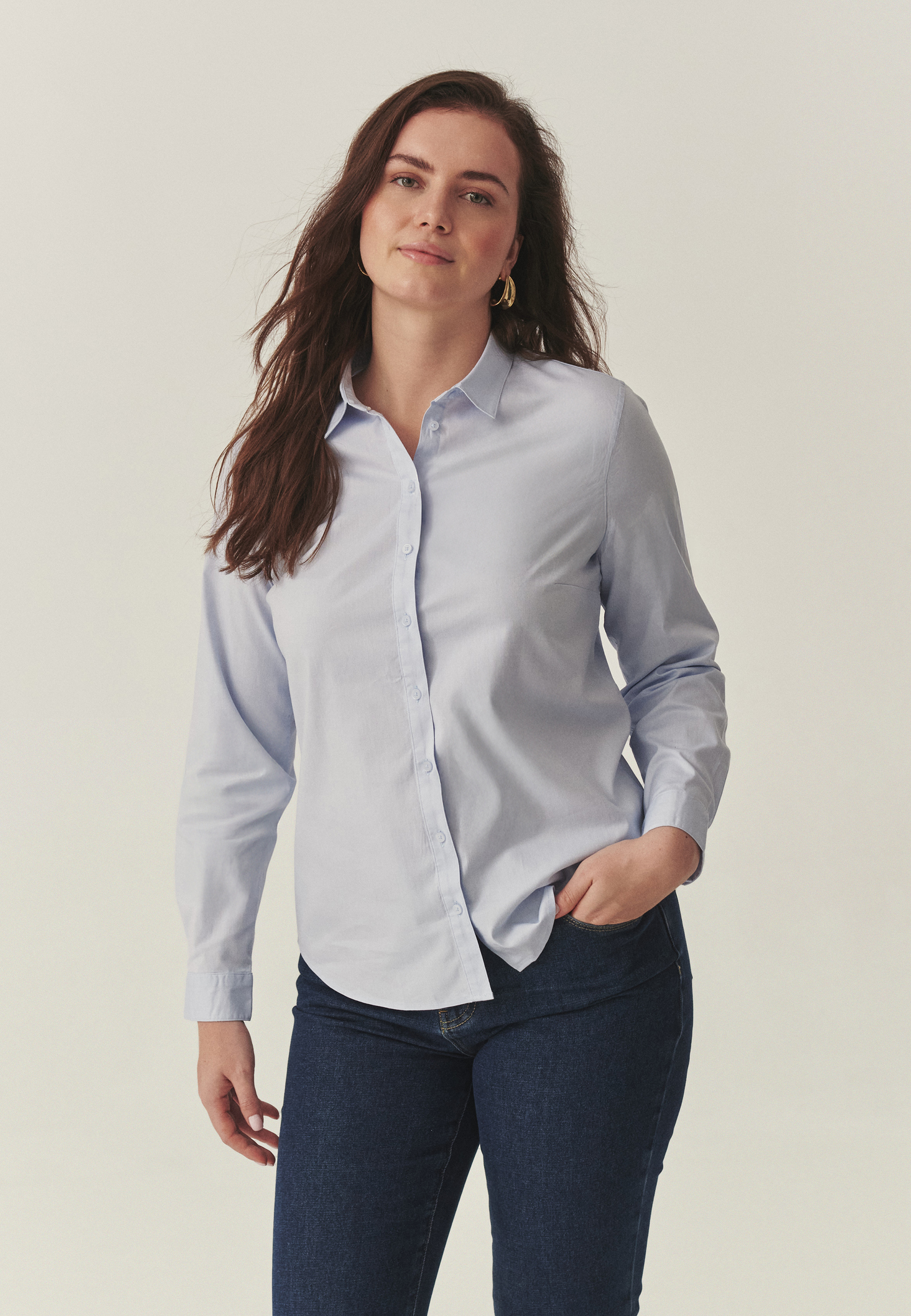 CĂMAȘĂ DIN BUMBAC, CU TALIE ACCENTUATĂ — ELISHA ALBASTRU 2