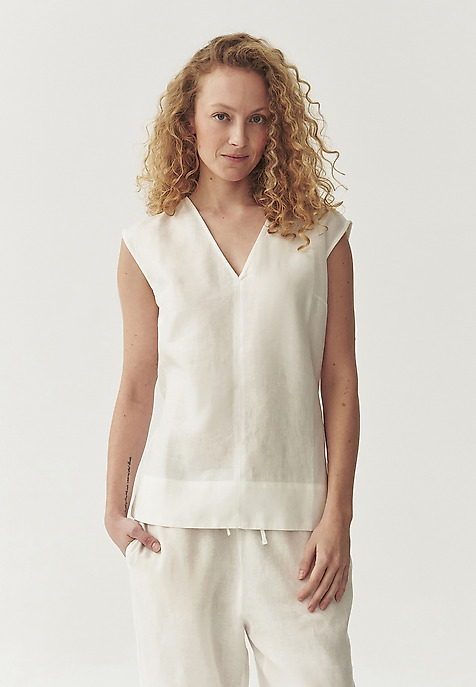 SLEEVELESS LINEN BLOUSE - LUIZA ECRU 2