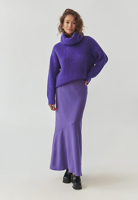LADIES’ LONG WOOL SKIRT WITH AN ASYMMETRICAL CUT - PALOMA 1 PURPLE 2