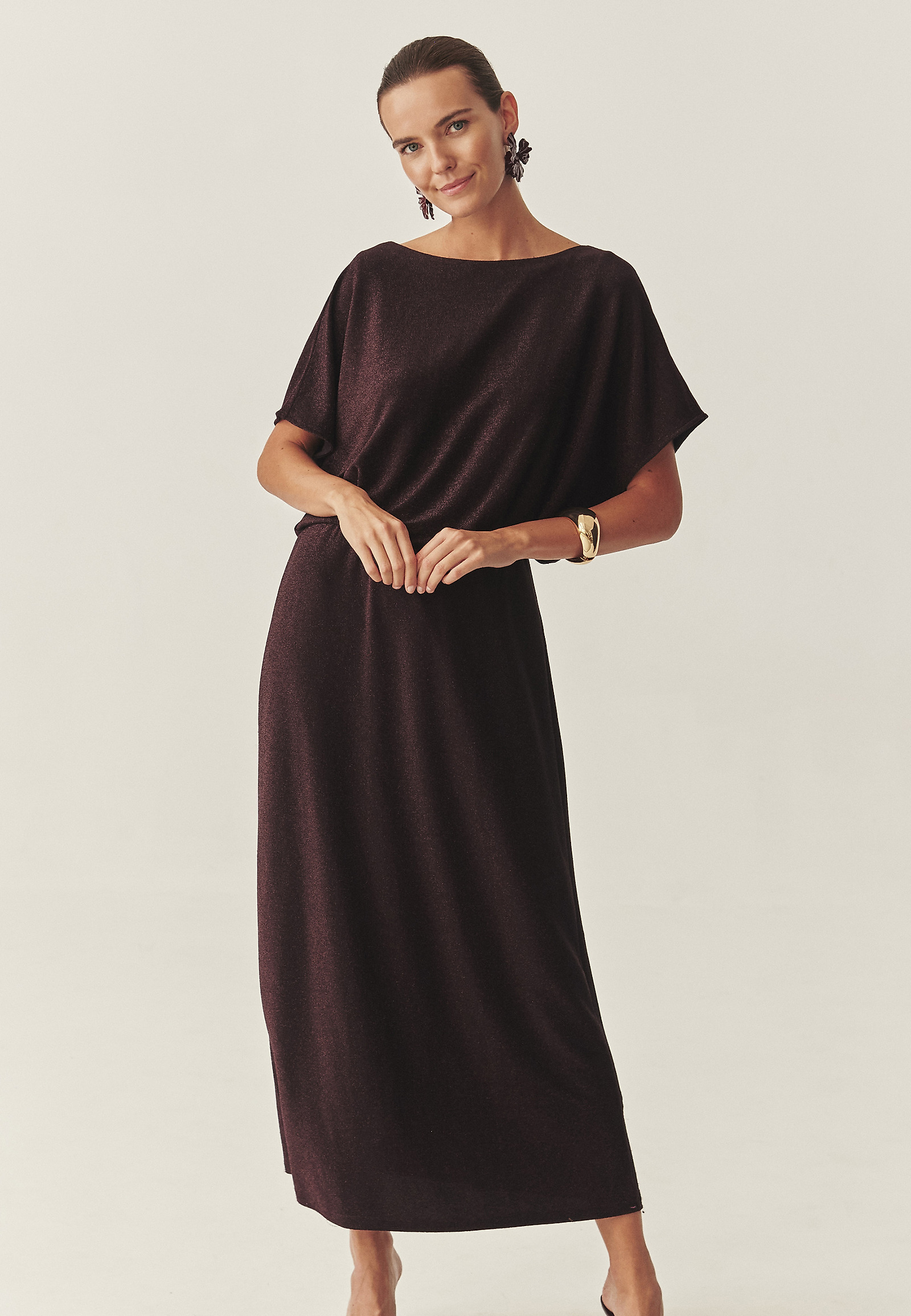 LONG DRESS WITH METALLIC SHINE - KATIE LONG DRESS WITH METALLIC SHINE - KATIE RED 118465