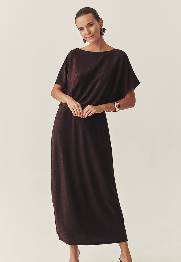 LONG DRESS WITH METALLIC SHINE - KATIE LONG DRESS WITH METALLIC SHINE - KATIE RED 4