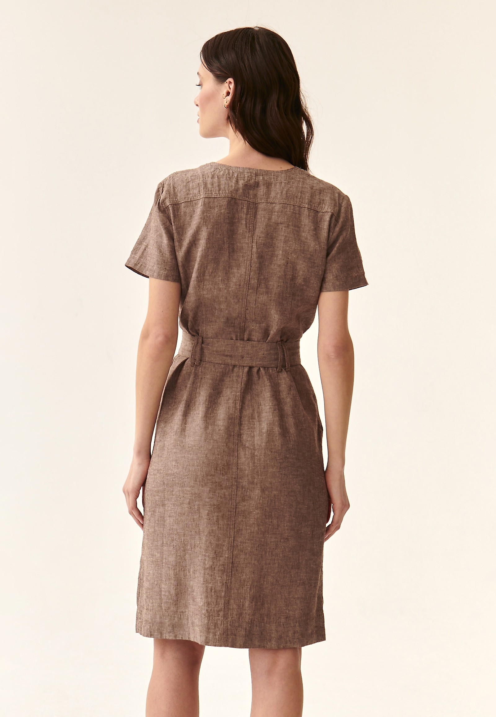 LADIES' LINEN DRESS SOFORIA 1 LADIES' LINEN DRESS SOFORIA 1 BROWN 79306