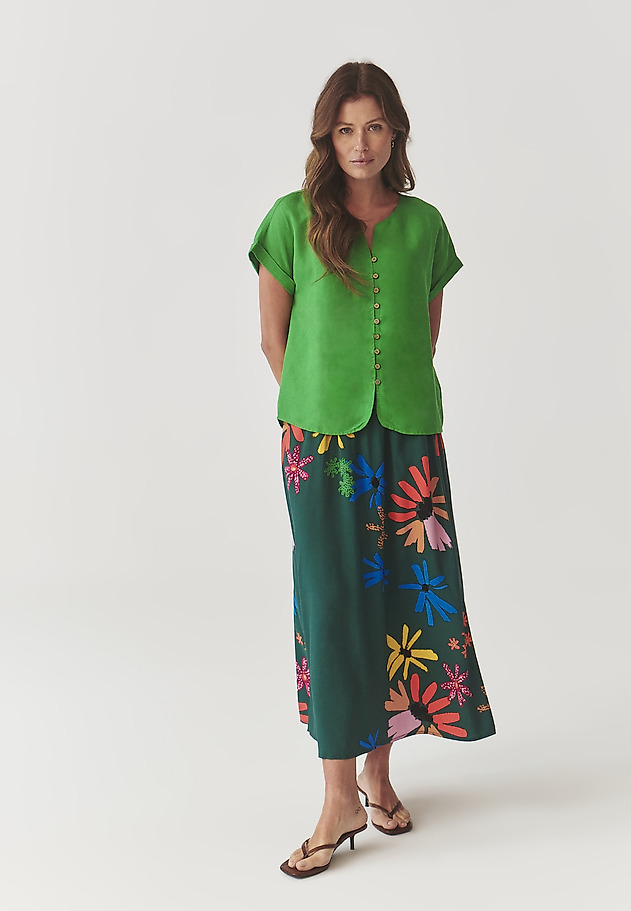 LADIES’ SHIRT WITH COCONUT BUTTONS - SAMANTO LADIES’ SHIRT WITH COCONUT BUTTONS - SAMANTO ZIELONY 2