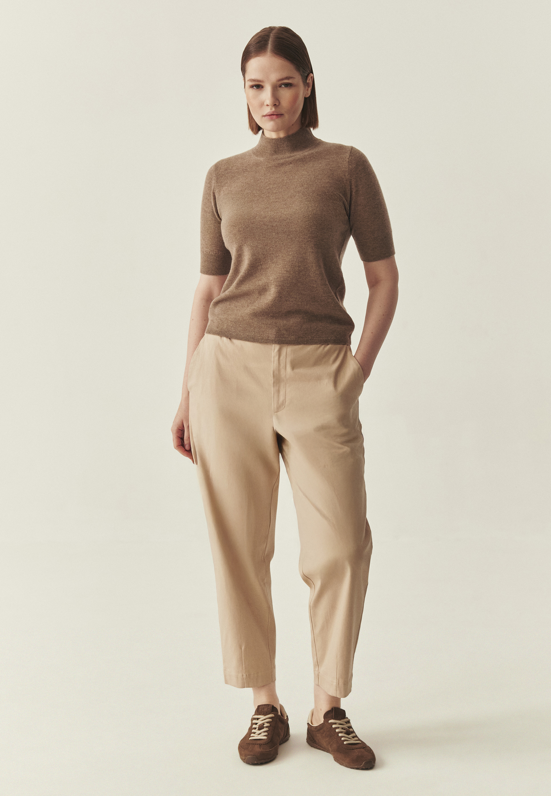 WEŁNIANY SWETER Z GOLFEM - LU BEŻOWY 2