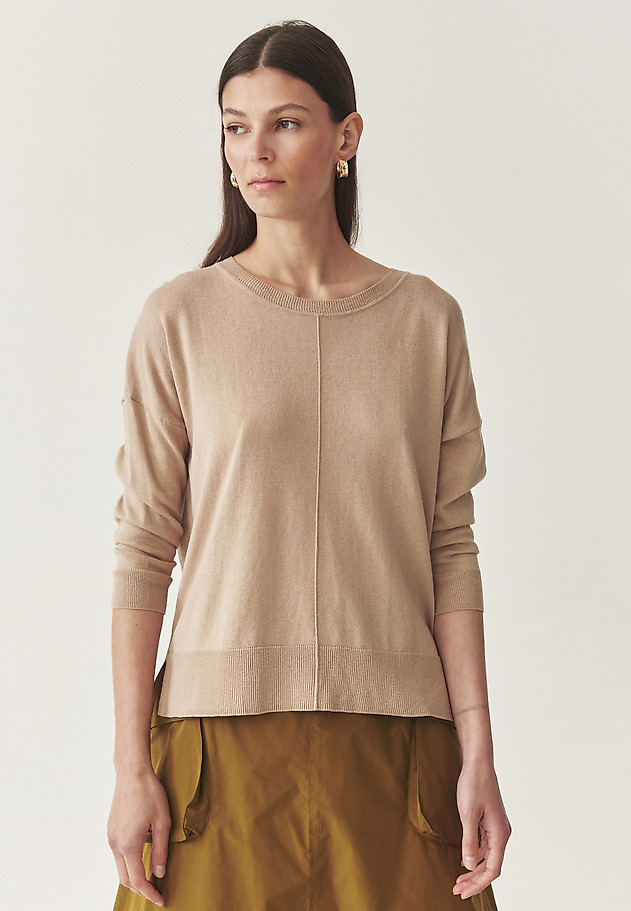 STYLOWY SWETER Z BAWEŁNĄ - NALA STYLOWY SWETER Z BAWEŁNĄ - NALA BEŻOWY 2