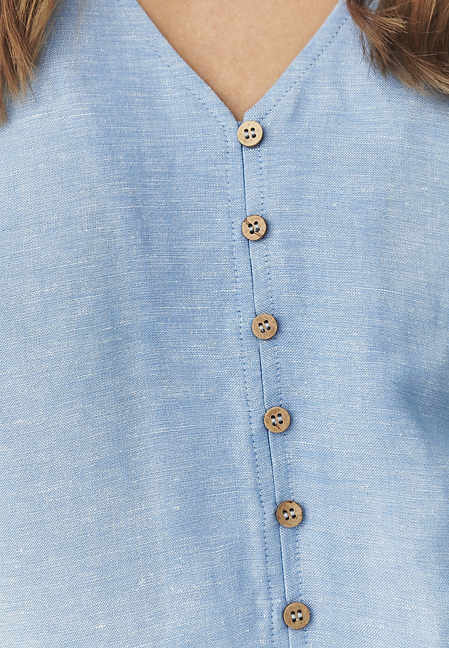 CASUAL SHIRT WITH LINEN - SAMANTA CASUAL SHIRT WITH LINEN - SAMANTA NIEBIESKI 4