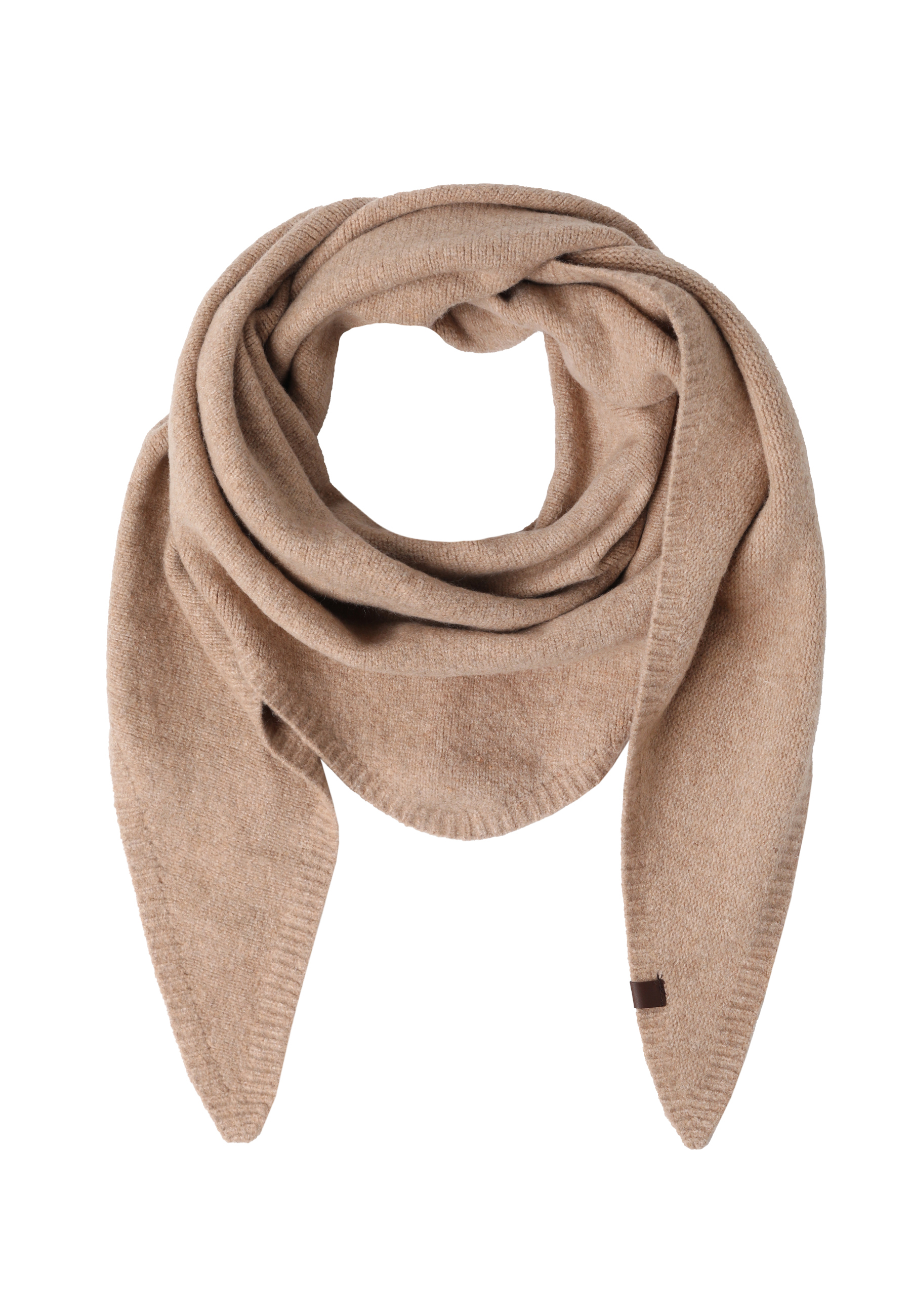 TRÓJKĄTNY SZALIK Z DOMIESZKĄ WEŁNY - SNUGA BEŻOWY 2