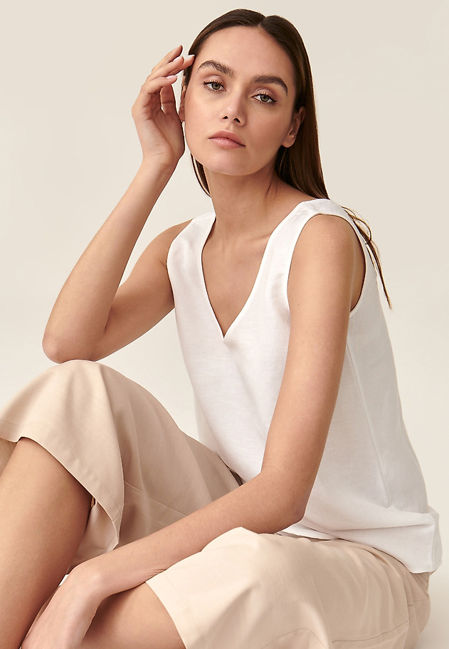 LADIES' SLEEVELESS BLOUSE AMAIA LADIES' SLEEVELESS BLOUSE AMAIA WHITE 1