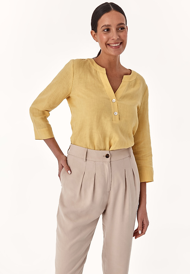 LADIES' LINEN BLOUSE ALMERA LADIES' LINEN BLOUSE ALMERA YELLOW 4