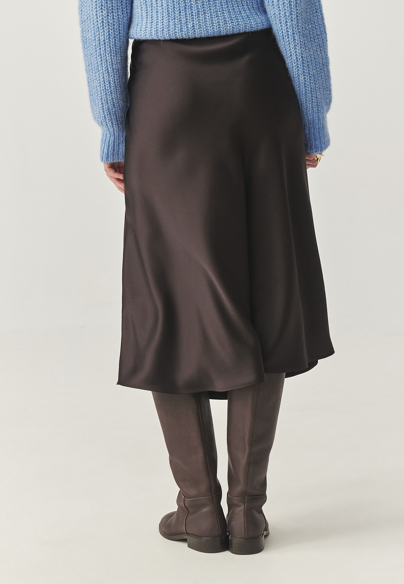 SATIN MIDI SKIRT - SATINI 4 SATIN MIDI SKIRT - SATINI 4 BROWN 114858