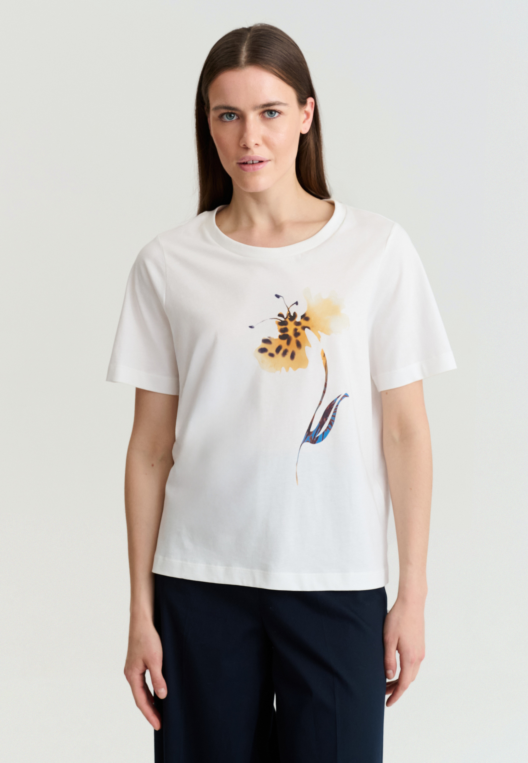 BAWEŁNIANY T-SHIRT Z NADRUKIEM - LANDA 1 ECRU 2
