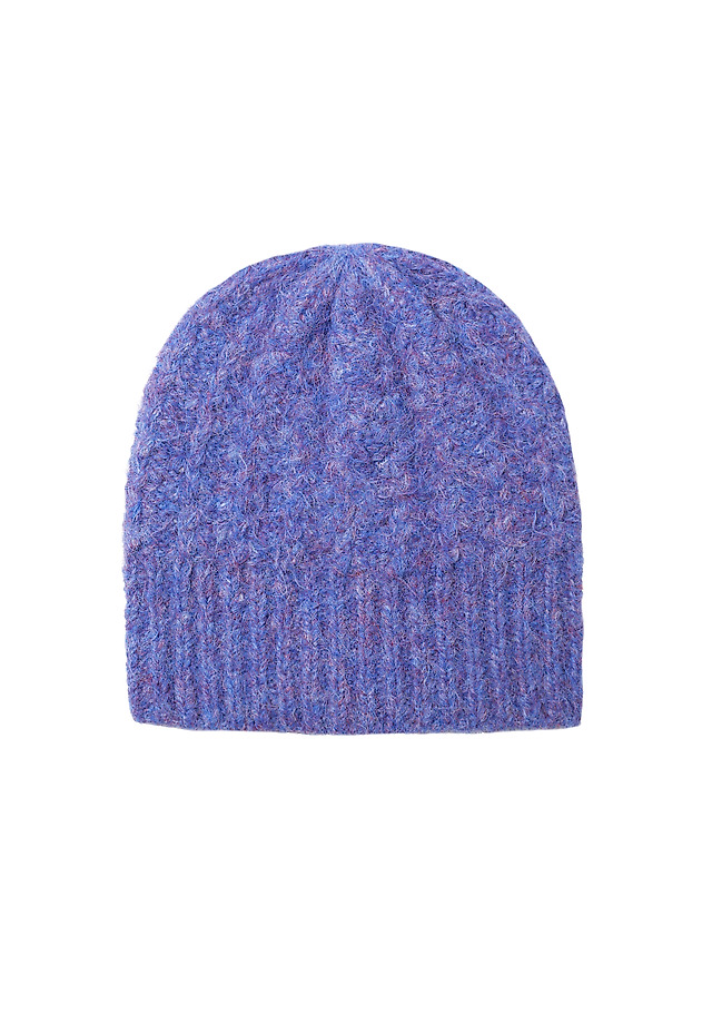 KNITTED CAP WITH MELANGE PATTERN — YONISA 3 KNITTED CAP WITH MELANGE PATTERN — YONISA 3 GRANATOWY 2