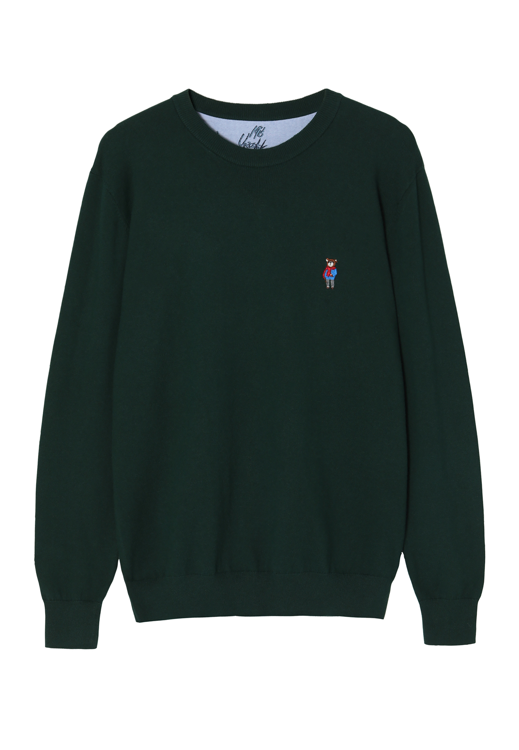 KLASICKÝ PÁNSKY SVETER S VÝŠIVKOU S MOTÍVOM MACKA UŠKA JACK ZELENÁ 2