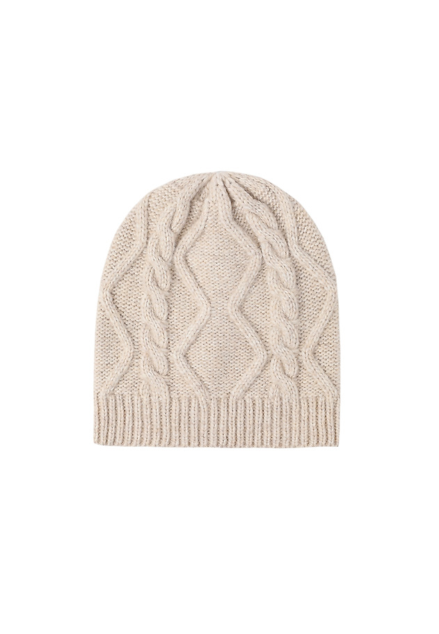 KNITTED CAP WITH STRUCTURED PATTERN — FIGISA KNITTED CAP WITH STRUCTURED PATTERN — FIGISA BEŻOWY 1