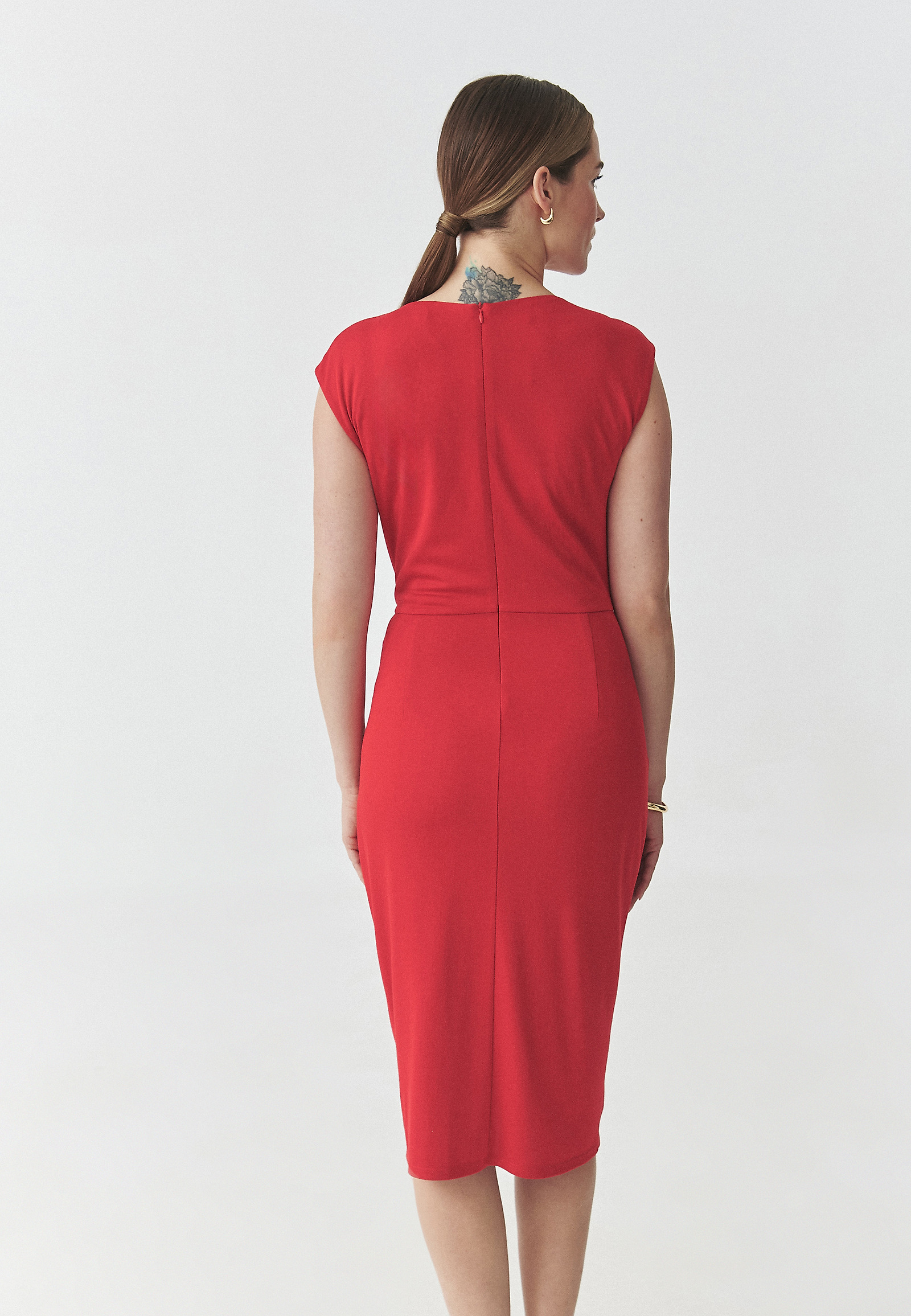 PENCIL DRESS WITH ENVELOPE BOTTOM HALLEY color RED PENCIL DRESS WITH ENVELOPE BOTTOM HALLEY color RED