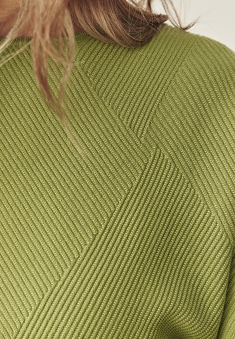 LADIES' STRUCTURED SWEATER WITH A BOAT NECKLINE - PEGGIE GREEN 2