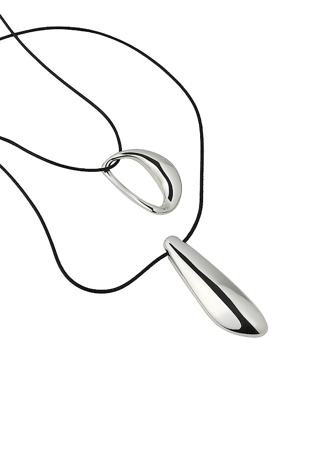LONG NECKLACE WITH DOUBLE PENDANT - JONES LONG NECKLACE WITH DOUBLE PENDANT - JONES SILVER 3