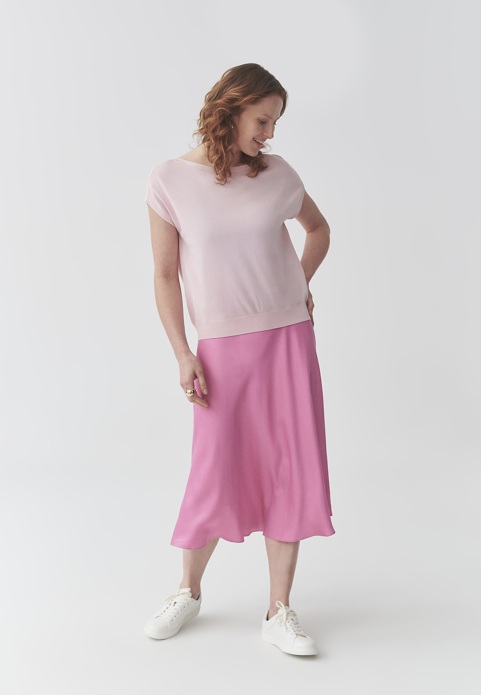 OVERSIZED BLOUSE IN VISCOSE YARN - DOLBY OVERSIZED BLOUSE IN VISCOSE YARN - DOLBY PINK 106613
