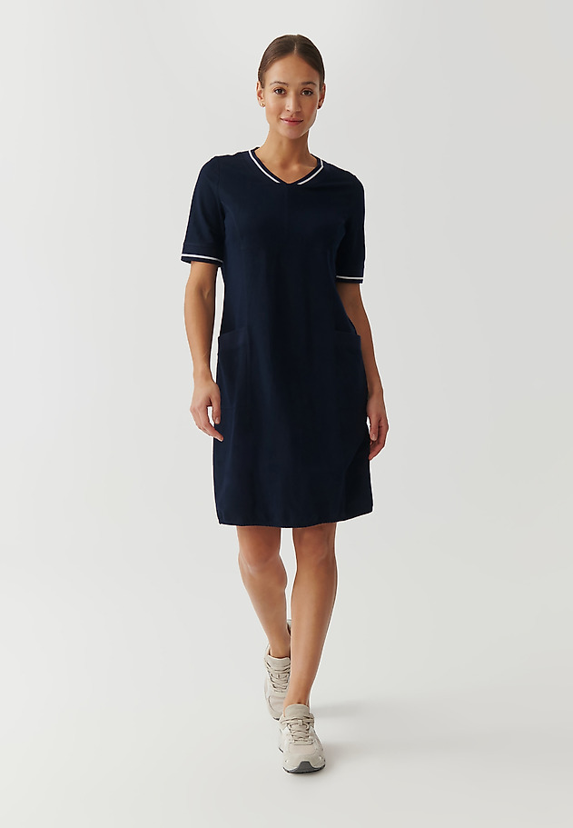 LADIES’ DRESS WITH CONTRASTING RIB - LINARA LADIES’ DRESS WITH CONTRASTING RIB - LINARA NAVY BLUE 2