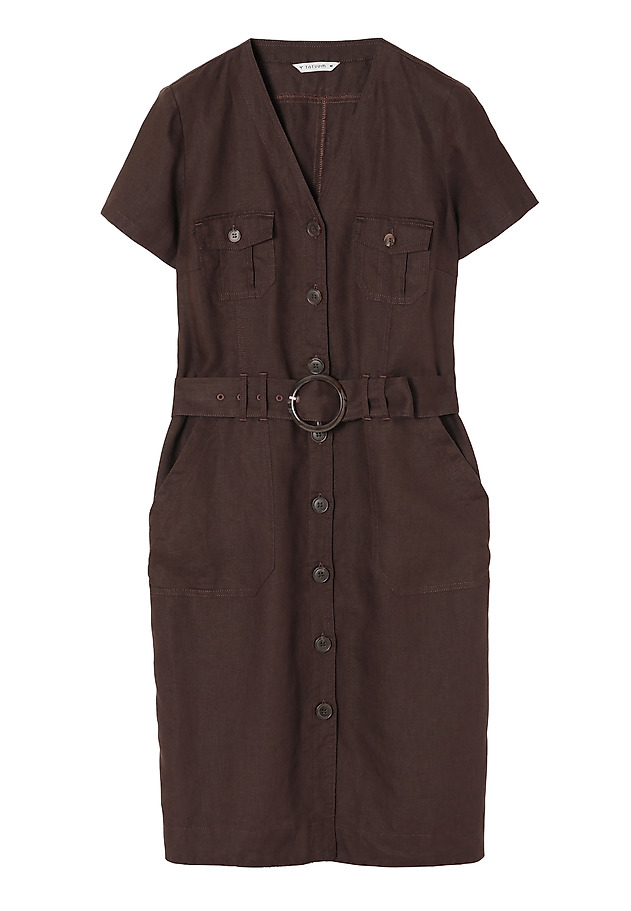 LADIES' LINEN SAFARI DRESS SOFORIA 2 LADIES' LINEN SAFARI DRESS SOFORIA 2 BROWN 5