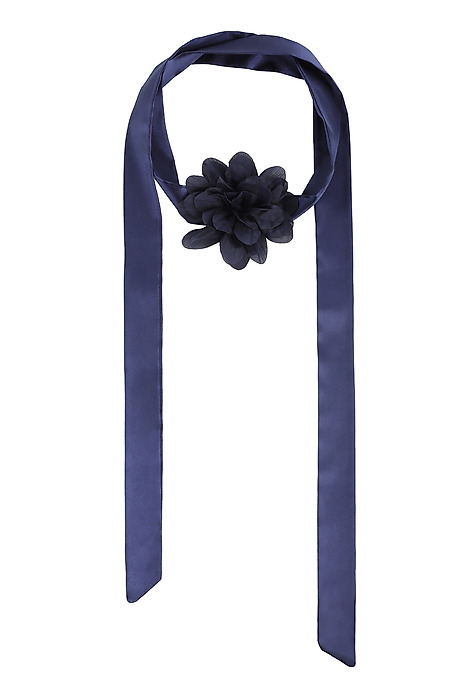 WOVEN FLOWER COLLECTION PENDANT WITH DECORATIVE FLOWER — SCRAFI NAVY BLUE 2