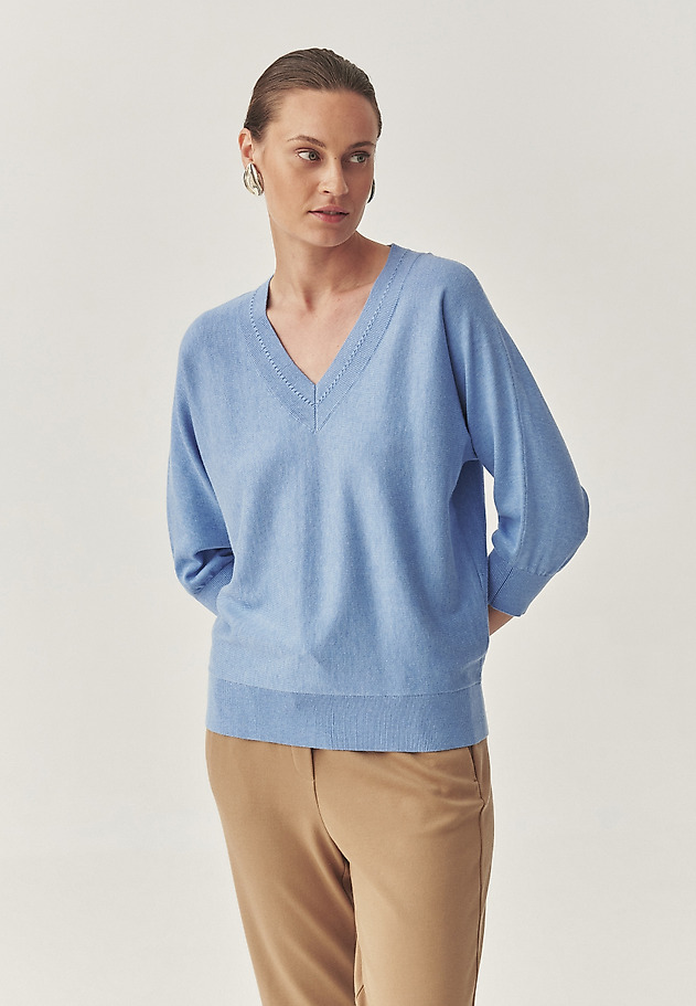 LÉGKONDI JUMPER, LÉLEGZŐ PAMBAN KÉSZÜLT KEVERÉKBŐL - ASEL LÉGKONDI JUMPER, LÉLEGZŐ PAMBAN KÉSZÜLT KEVERÉKBŐL - ASEL KÉK 1