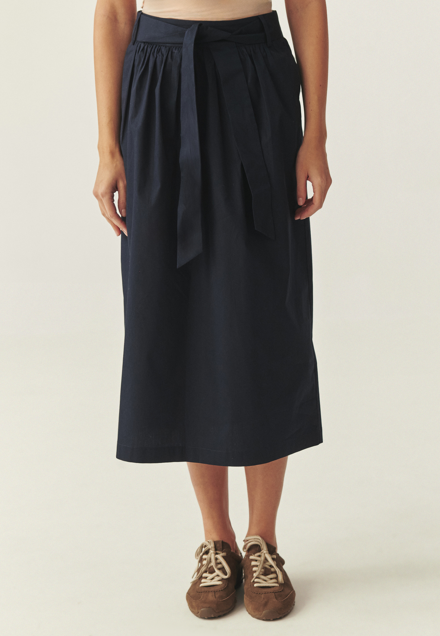 BAWEŁNIANA SPÓDNICA MIDI - MORA GRANATOWY 2