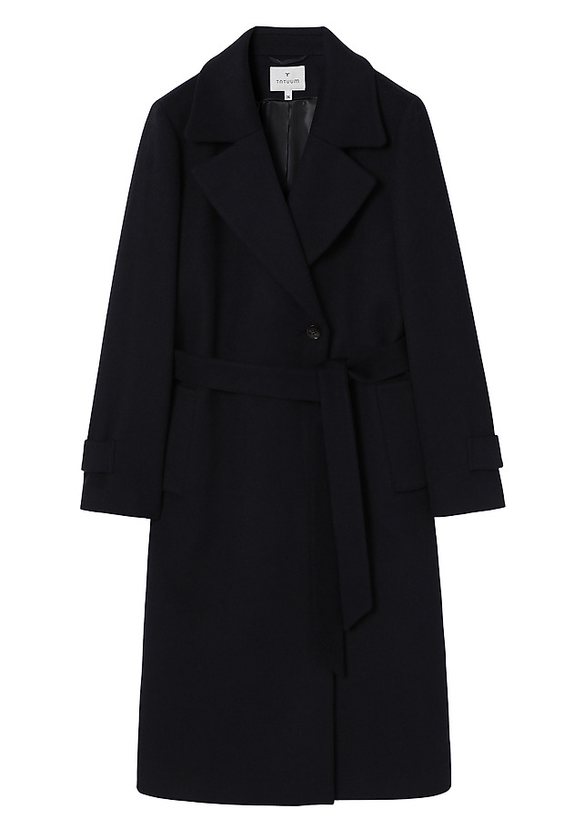 WOOL COAT WITH BELT - SIDE WOOL COAT WITH BELT - SIDE TMAVĚ MODRÁ 8