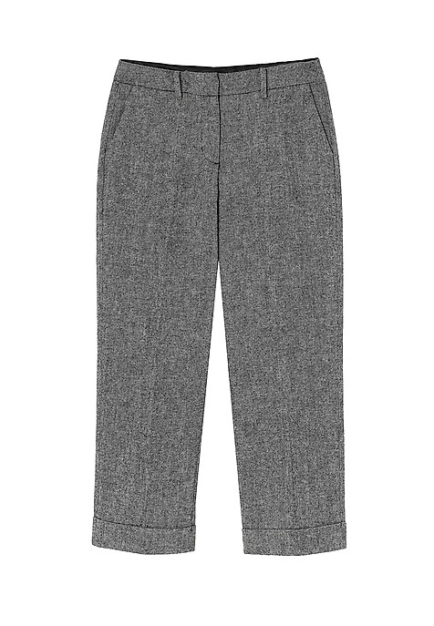 TKANINOWE SPODNIE DAMSKIE Z PODWINIĘTĄ NOGAWKĄ — ULIXO MULTIKOLOR 2