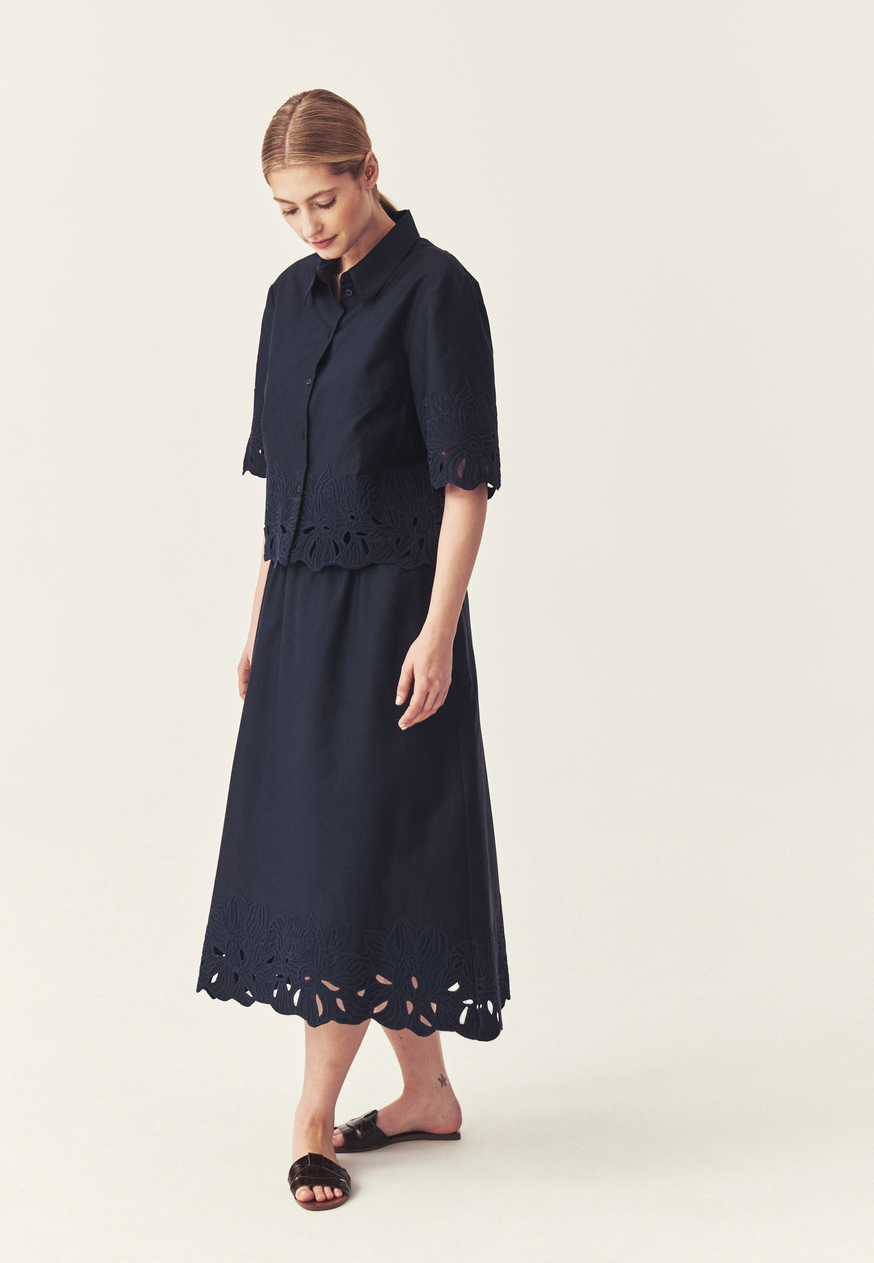 HAFTOWANA KOSZULA BAWEŁNIANA - KALISA GRANATOWY 2