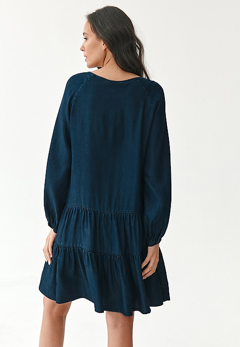 ROCHIE DE DAMĂ CU VOLANE MONO ALBASTRU 2