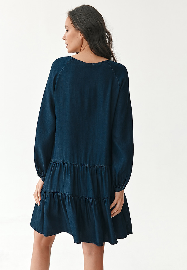 SUKIENKA DAMSKA Z FALBANAMI MONO SUKIENKA DAMSKA Z FALBANAMI MONO NIEBIESKI 2