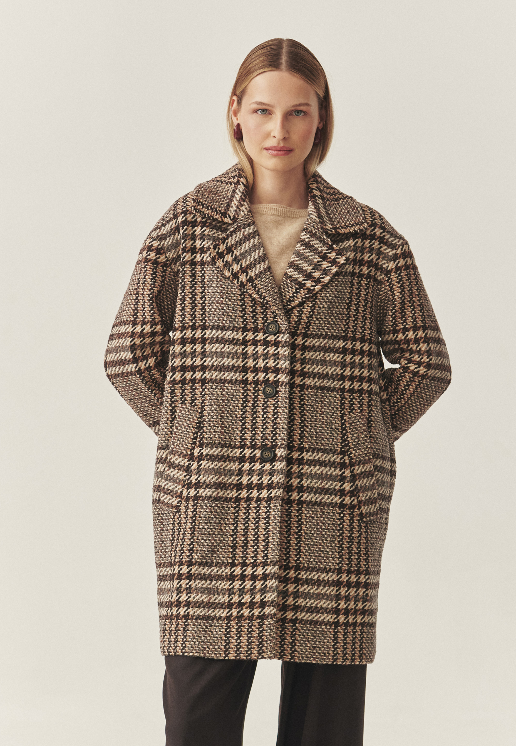 PALTON DE DAMĂ, DIN ȚESĂTURĂ ÎN CAROURI - SEWRO 1 MULTICOLOR 2