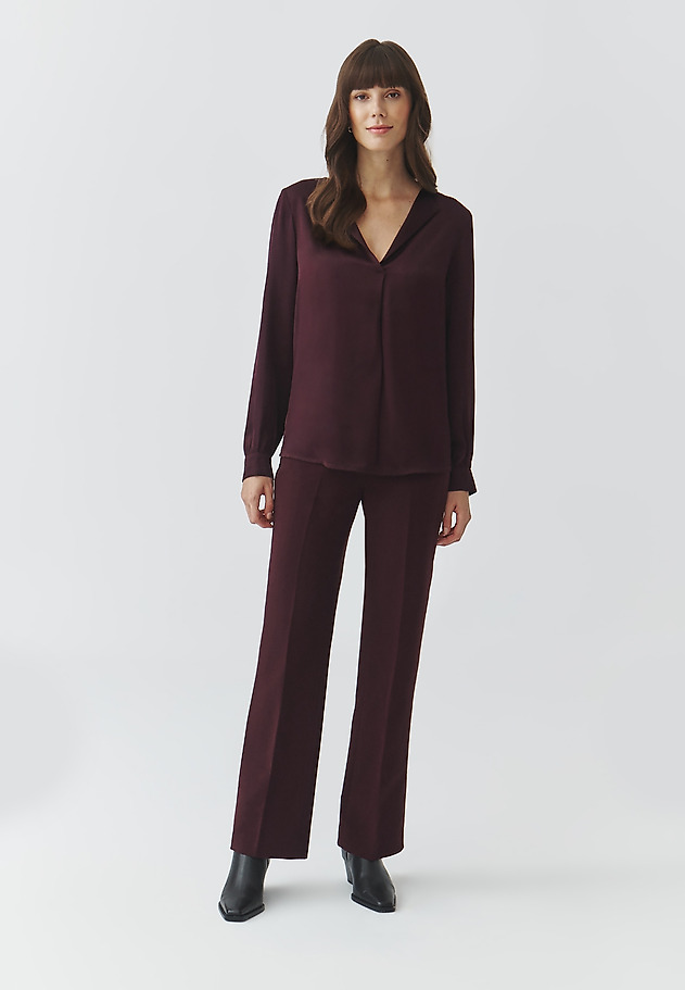 BLUZA IZ BLAGA S SATENASTO OBROBO - MERYL BLUZA IZ BLAGA S SATENASTO OBROBO - MERYL VIJOLIČNA 2