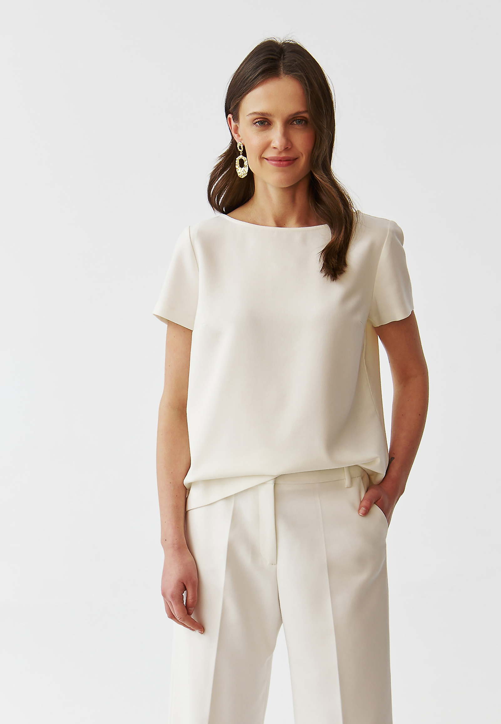 ELEGANTNA ŽENSKA BLUZA S KRATKIMI ROKAVI - LAMIRA ELEGANTNA ŽENSKA BLUZA S KRATKIMI ROKAVI - LAMIRA ECRU 96339