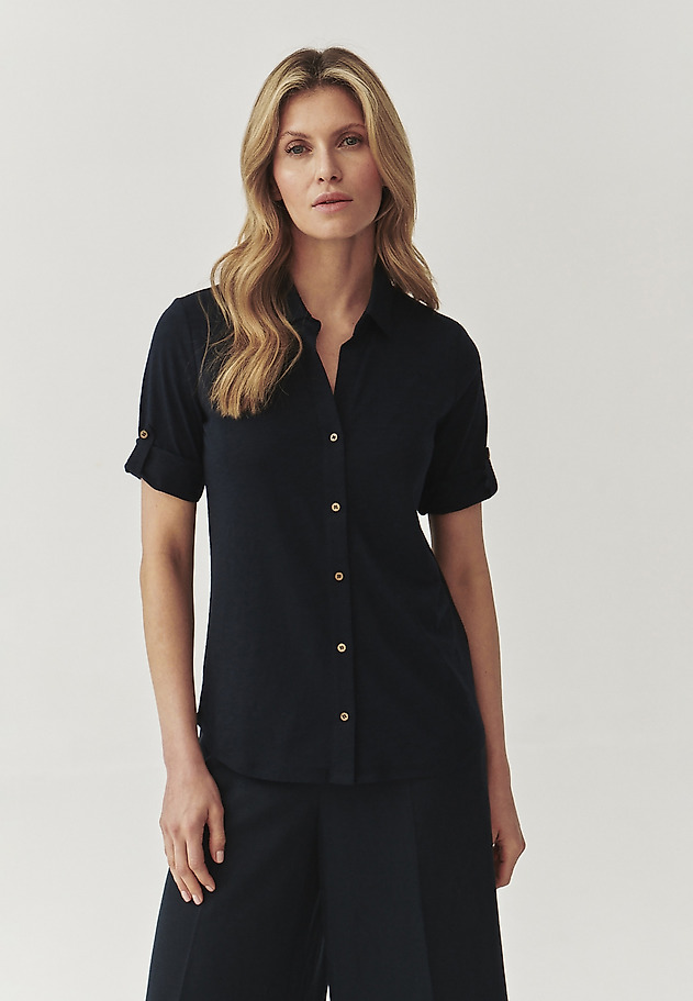 LADIES’ SHIRT WITH ROLLED-UP SLEEVES - TETI LADIES’ SHIRT WITH ROLLED-UP SLEEVES - TETI GRANATOWY 1