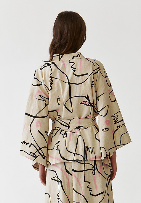 MODERN NŐI KIMONO BLAZERSÖTÉT ÖVVEL - KIMONI 1 TÖBBSZÍNŰ 2