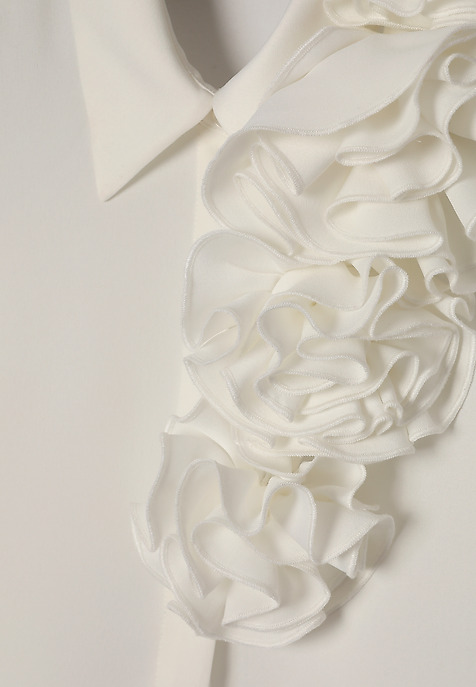 TKANINOWA KOSZULA Z KWIATOWĄ APLIKACJĄ - CRISTAL ECRU 2