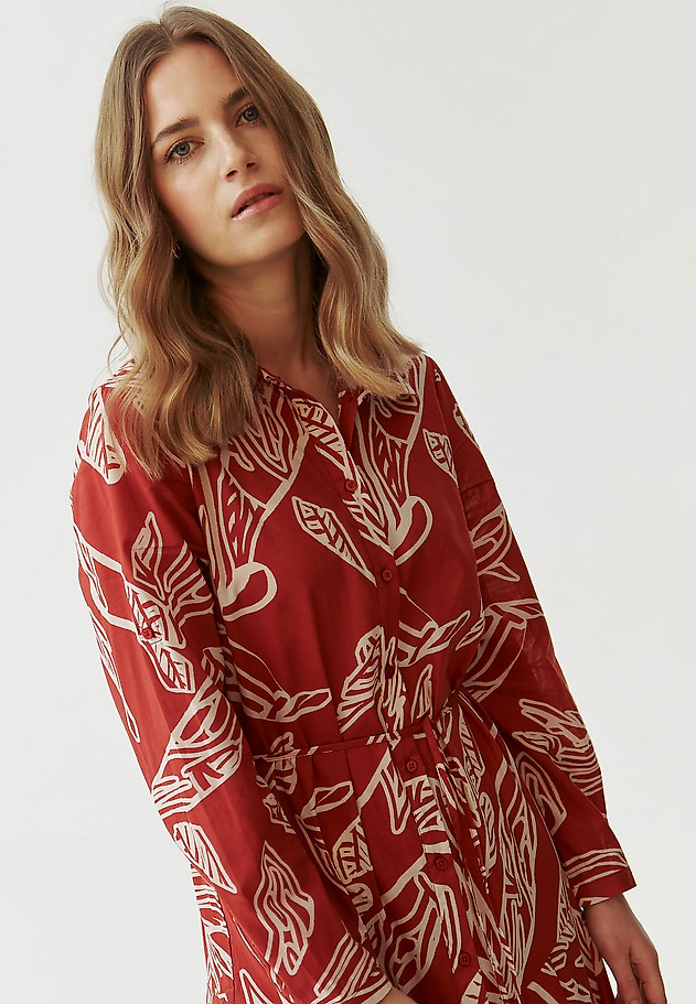 PATTERNED LADIES’ COTTON DRESS WITH A COLLAR - RUDIA PATTERNED LADIES’ COTTON DRESS WITH A COLLAR - RUDIA MULTIKOLOR 5