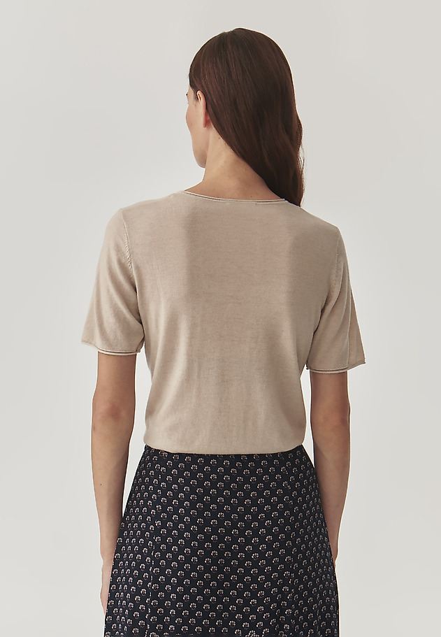 SPROŠČENA ŽENSKA BLUZA S KRATKIMI ROKAVI - MASHA SPROŠČENA ŽENSKA BLUZA S KRATKIMI ROKAVI - MASHA BEŽ 4