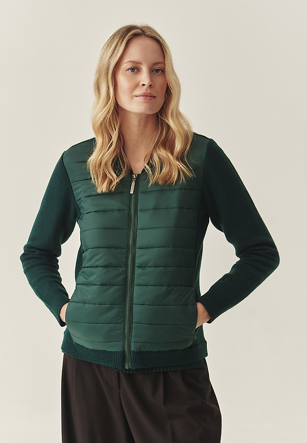 LADIES' JUMPER WITH QUILTED FRONT - KADEKO LADIES' JUMPER WITH QUILTED FRONT - KADEKO GREEN 1