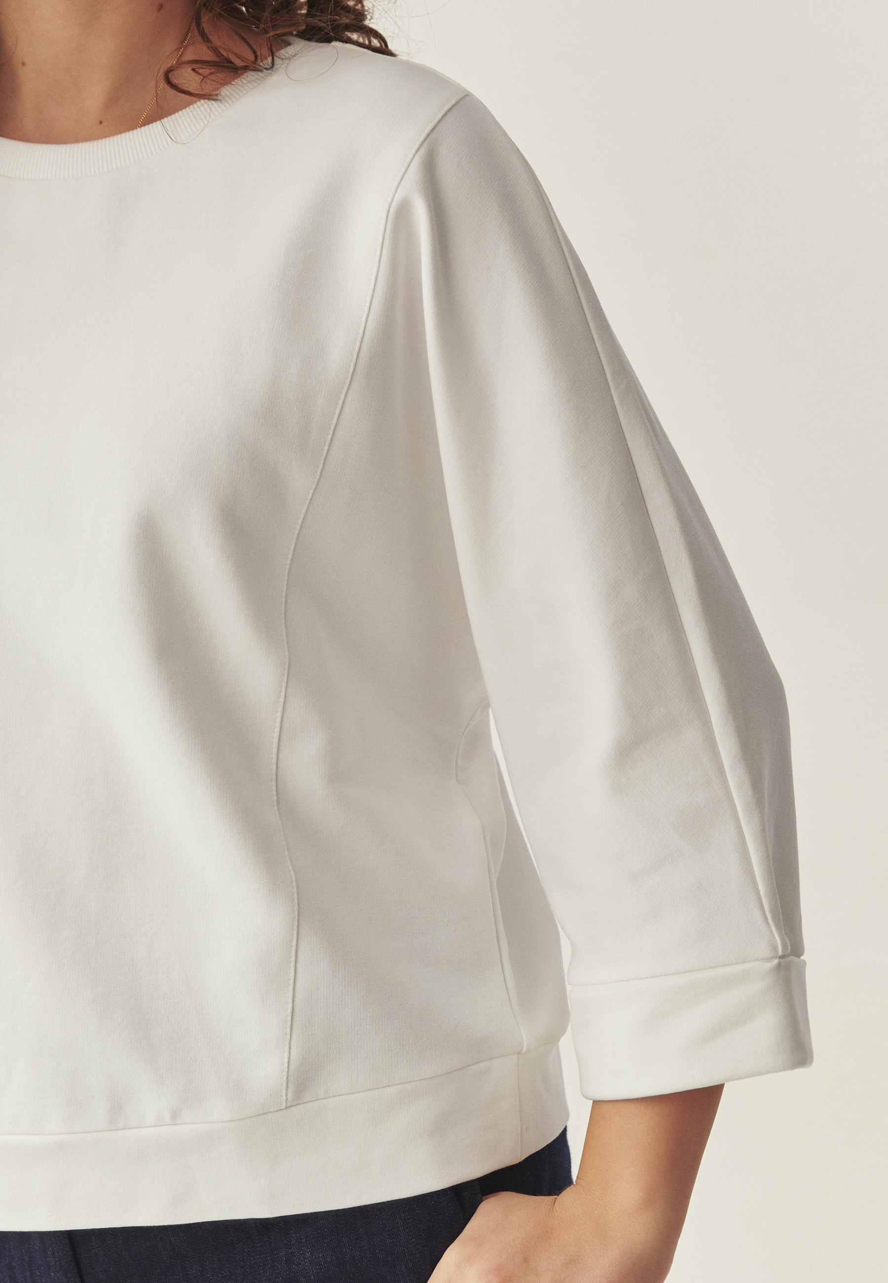 DZIANINOWA BLUZA Z BAWEŁNĄ -SULEN BIAŁY 2