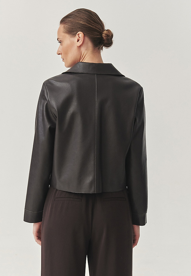 CHOCOLATE IMITATION LEATHER JACKET - BOXA CHOCOLATE IMITATION LEATHER JACKET - BOXA BROWN 2