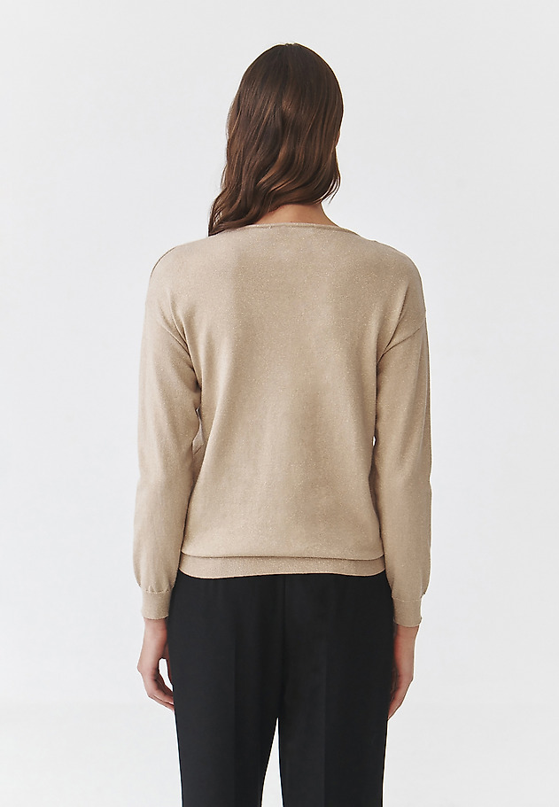 CLASSIC LADIES' JUMPER WITH V-NECK AND SHINY YARN — FLARE 1 CLASSIC LADIES' JUMPER WITH V-NECK AND SHINY YARN — FLARE 1 ŻÓŁTY 4